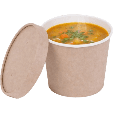 Контейнер/салатник/супница бумажный круглый 400 мл OSQ Round Bowl для супов + крышка КОМПЛЕКТ