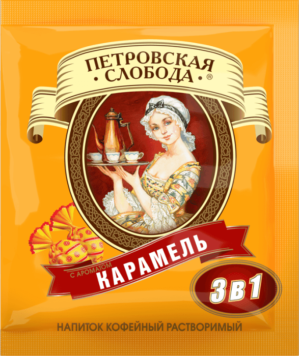 Кофе растворимый "Петровская Слобода" (25 шт.упак), Карамель (25 пак/уп 20уп/кор)