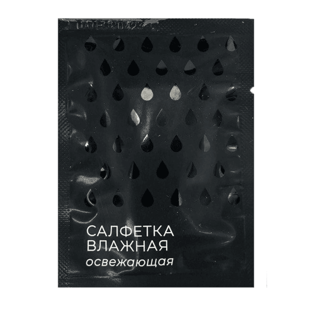 Салфетка влажная в индивидуальной упаковке 6*8 ЧЕРНАЯ, аромат лемонграсс Салфетка влажная в индивидуальной упаковке 6*8 ЧЕРНАЯ, аромат лемонграсс