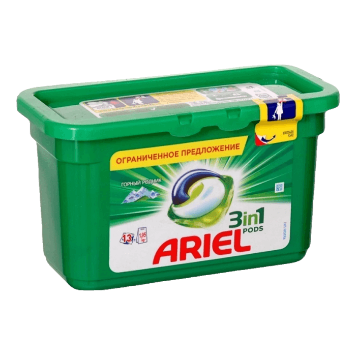 Капсулы для стирки белья "Ariel" 18 капсул 25,2 г, Горный родник Капсулы для стирки белья "Ariel" 18 капсул 25,2 г, Горный родник