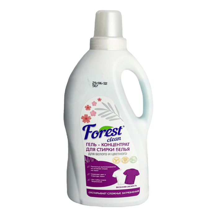 Гель-концентрат для стирки белья 1,5 л "Forest clean", Весенняя свежесть Гель-концентрат для стирки белья 1,5 л "Forest clean", Весенняя свежесть