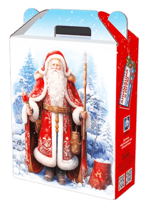 Коробка бумажная для конфет 1 кг Подарок Русь с анимацией 168*68*209 Коробка бумажная для конфет 1 кг Подарок Русь с анимацией 168*68*209