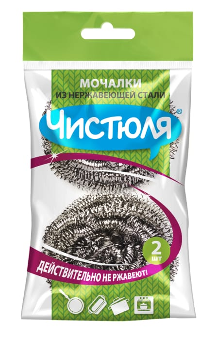 Мочалка "Чистюля" из нержавеющей стали 30г (2 шт.упак) Мочалка "Чистюля" из нержавеющей стали 30г (2 шт.упак)